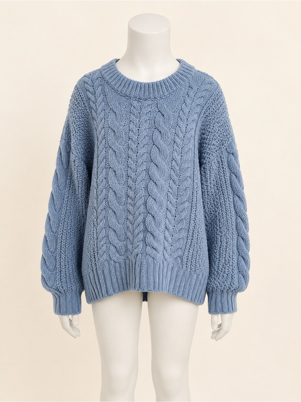 abercrombie kids Cable Knit Crewneck Sweater - Blue